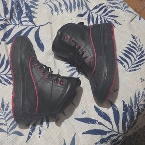 Black and Hot Pink High-Top Nike Boots